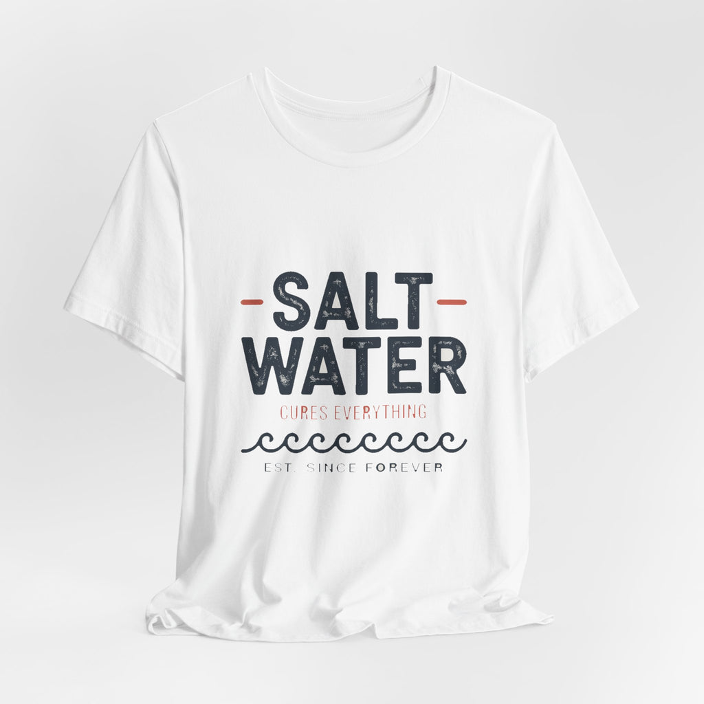 Salt Water Cure — Premium Coastal Quote Graphic Tee color-specific T-shirt mockup