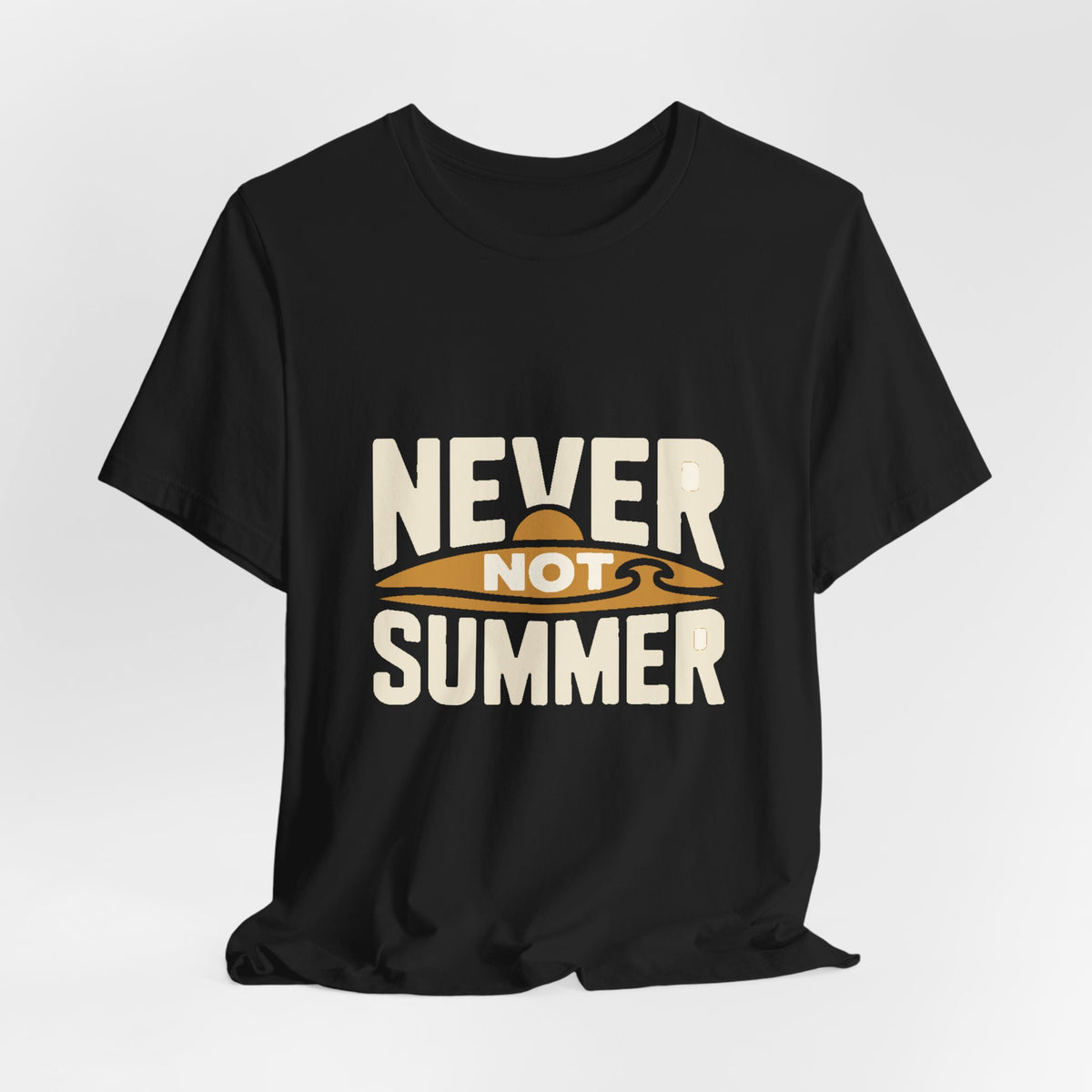 Never Not Summer — Premium Statement Graphic Tee color-specific T-shirt mockup