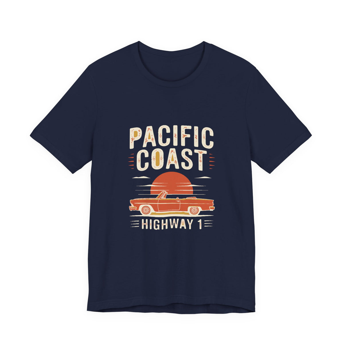 Pacific Coast — Premium Retro California Road Trip Tee color-specific T-shirt mockup