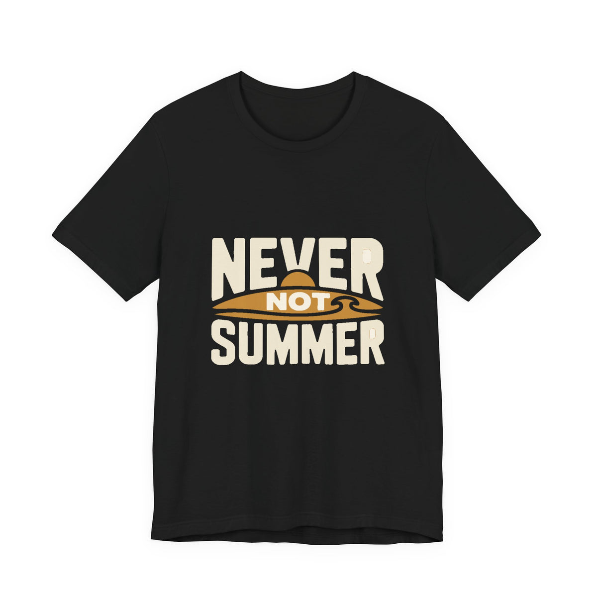 Never Not Summer — Premium Statement Graphic Tee color-specific T-shirt mockup
