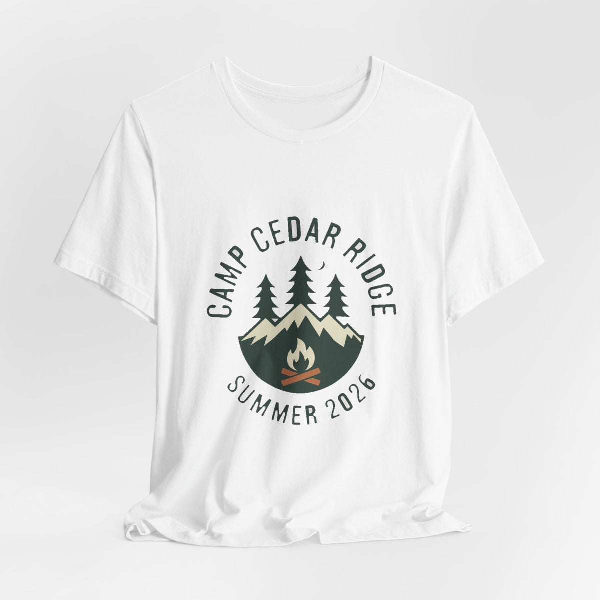 Camp Cedar Ridge — Premium Vintage Summer Camp Tee color-specific T-shirt mockup