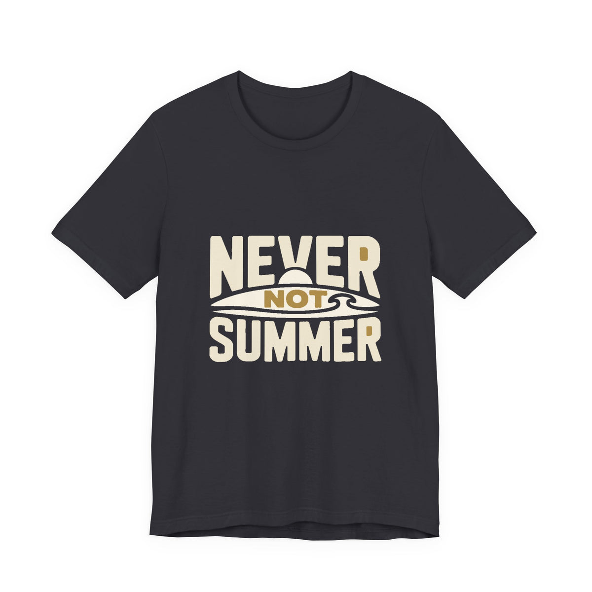 Never Not Summer — Premium Statement Graphic Tee color-specific T-shirt mockup