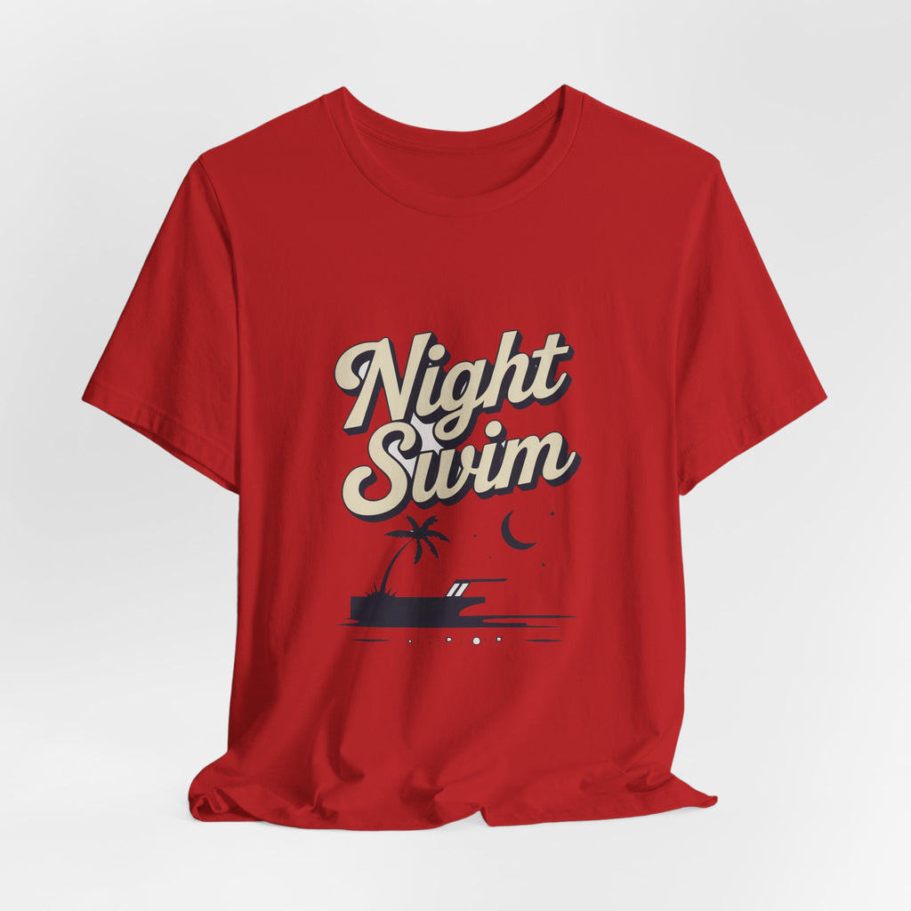 Night Swim — Premium Retro Pool Night Graphic Tee color-specific T-shirt mockup