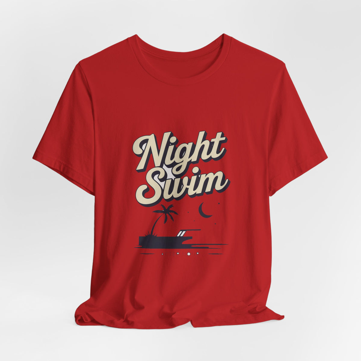 Night Swim — Premium Retro Pool Night Graphic Tee color-specific T-shirt mockup