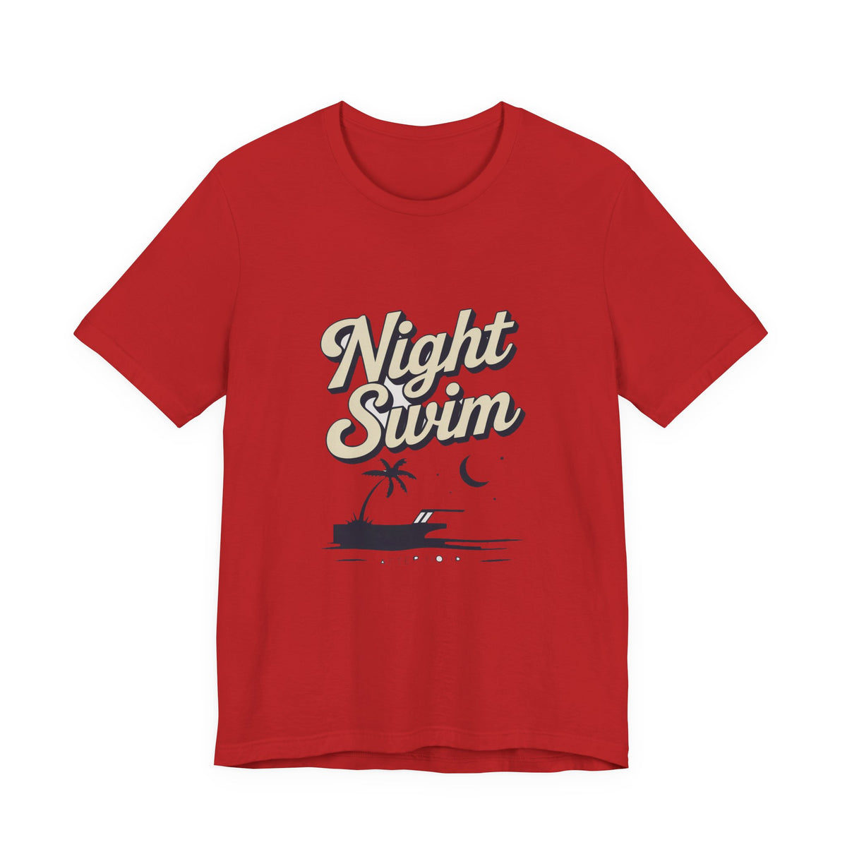 Night Swim — Premium Retro Pool Night Graphic Tee color-specific T-shirt mockup