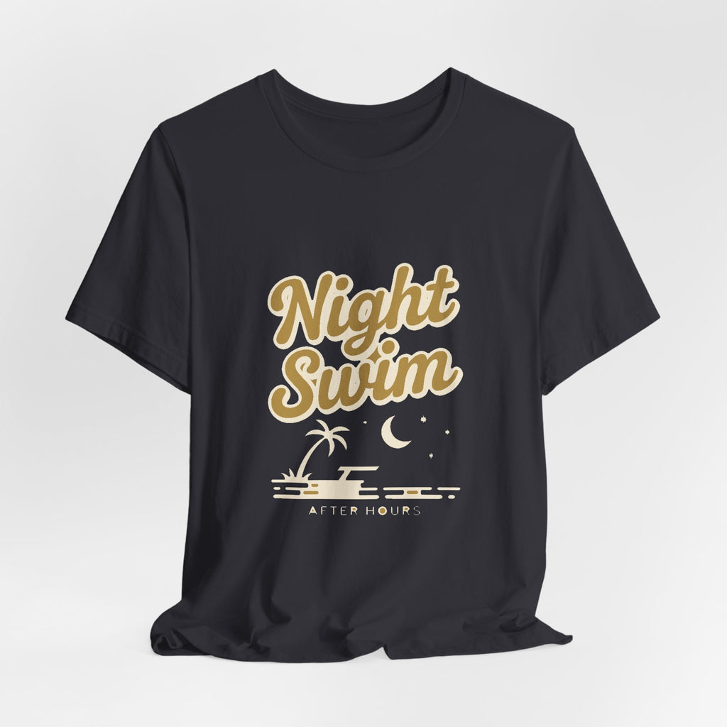 Night Swim — Premium Retro Pool Night Graphic Tee color-specific T-shirt mockup