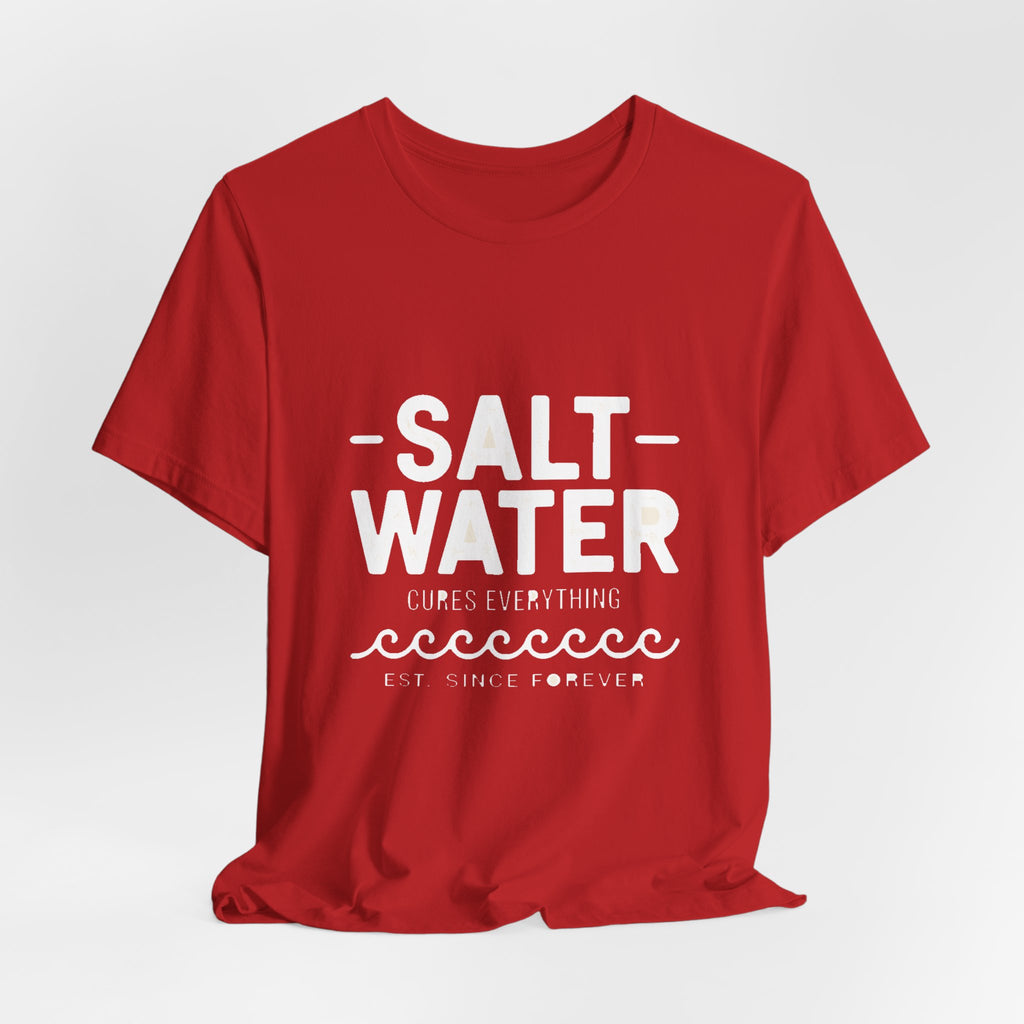 Salt Water Cure — Premium Coastal Quote Graphic Tee color-specific T-shirt mockup