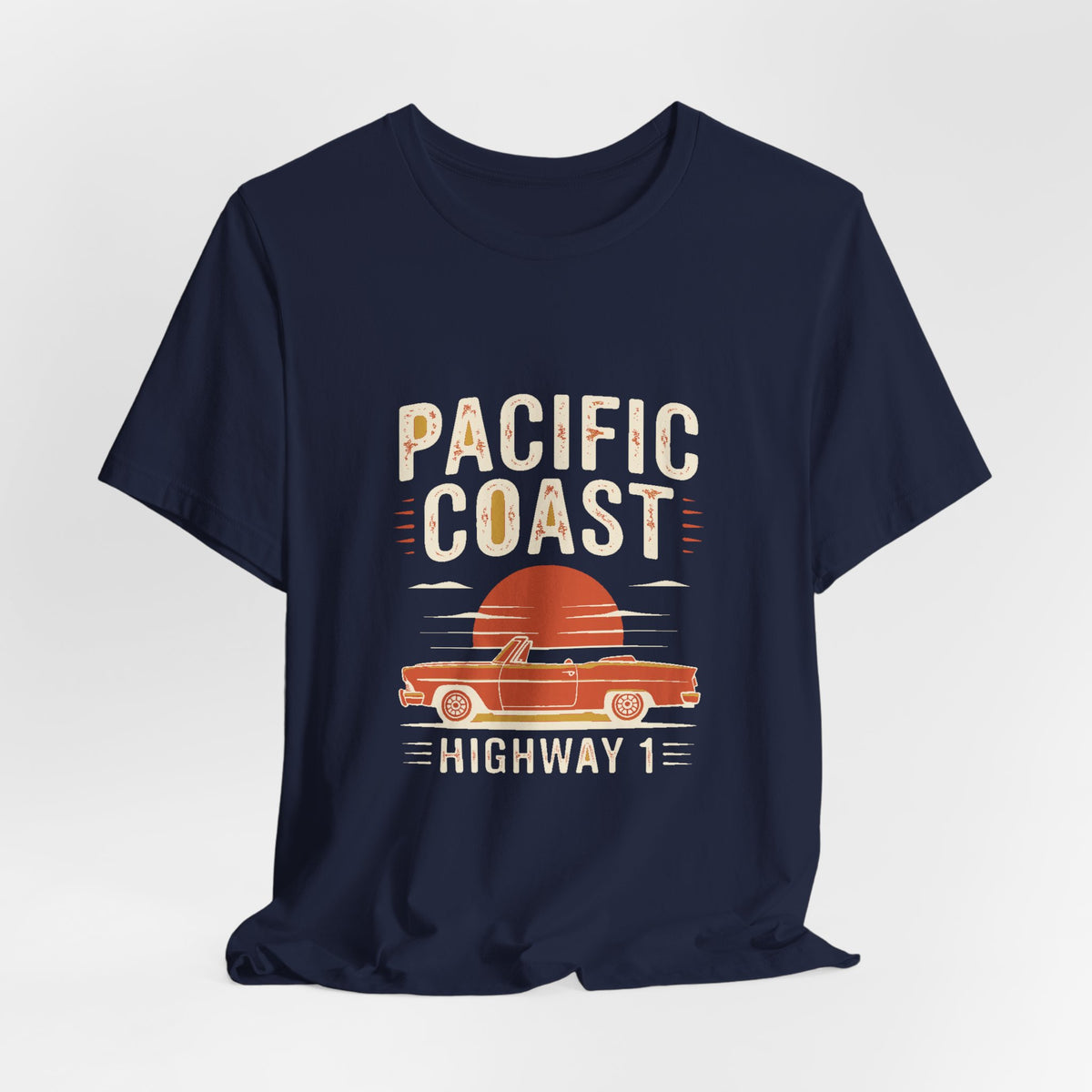 Pacific Coast — Premium Retro California Road Trip Tee color-specific T-shirt mockup