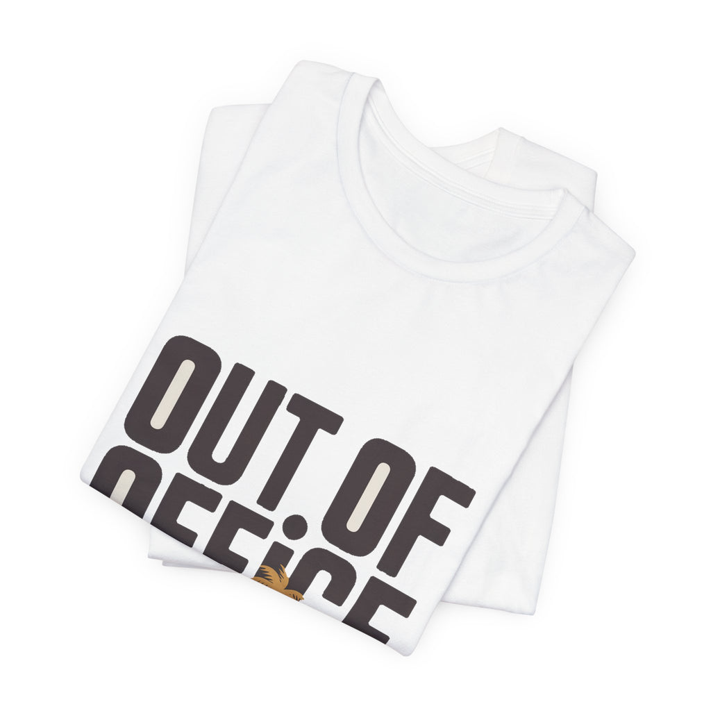 Out of Office — Premium Bold Typography Tee color-specific T-shirt mockup