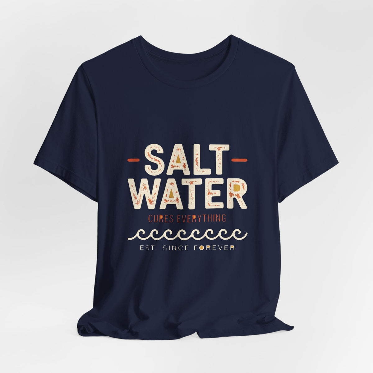 Salt Water Cure — Premium Coastal Quote Graphic Tee color-specific T-shirt mockup
