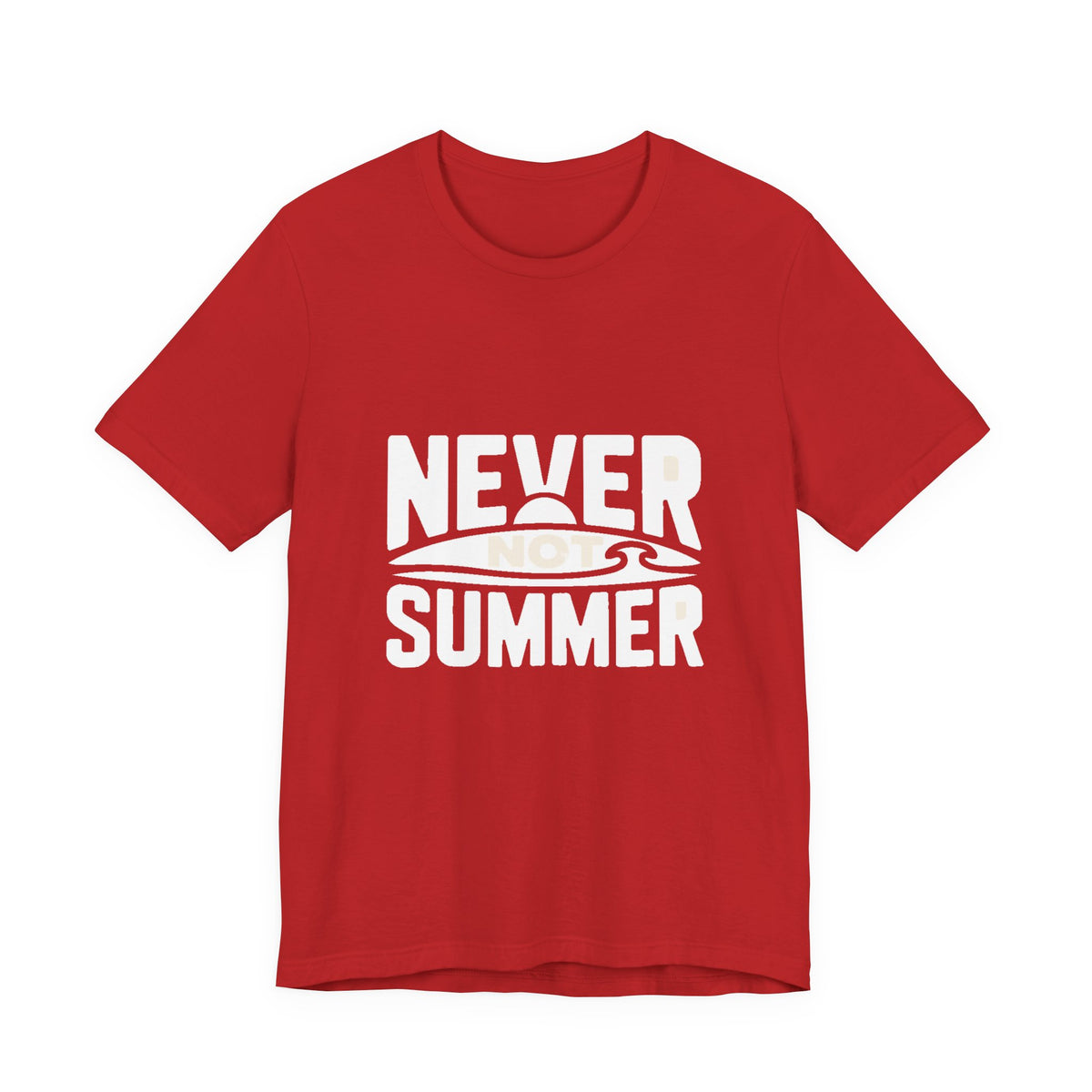 Never Not Summer — Premium Statement Graphic Tee color-specific T-shirt mockup