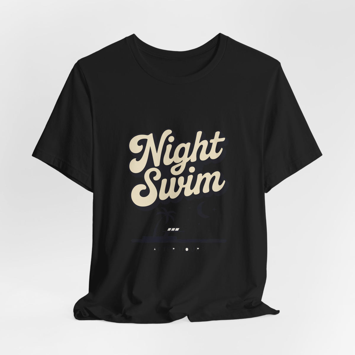 Night Swim — Premium Retro Pool Night Graphic Tee color-specific T-shirt mockup