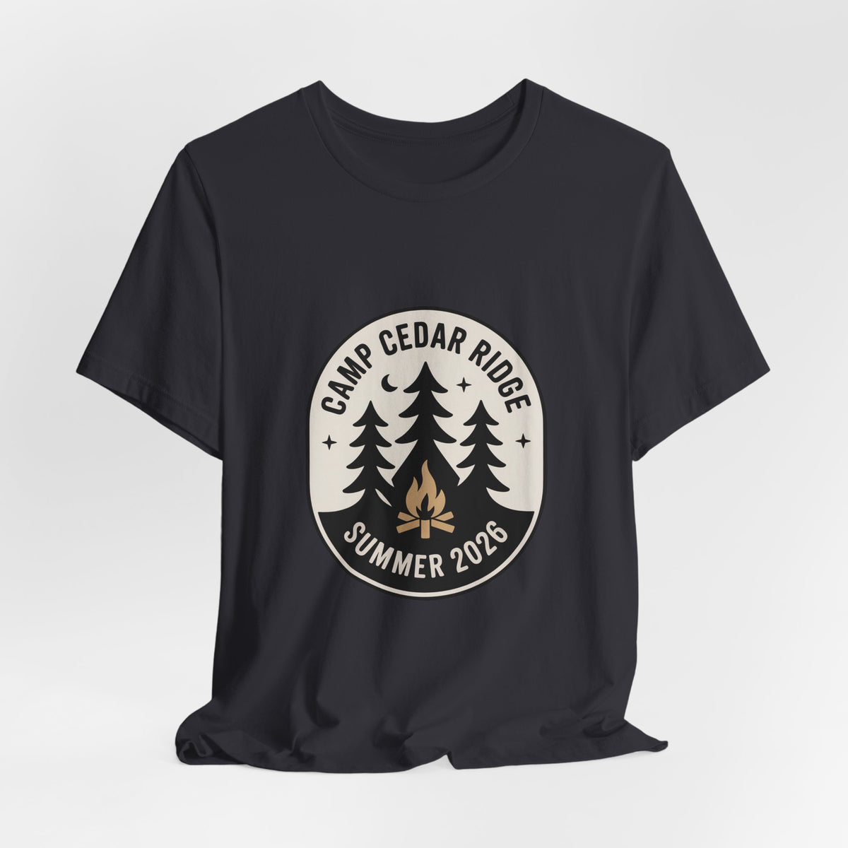Camp Cedar Ridge — Premium Vintage Summer Camp Tee color-specific T-shirt mockup