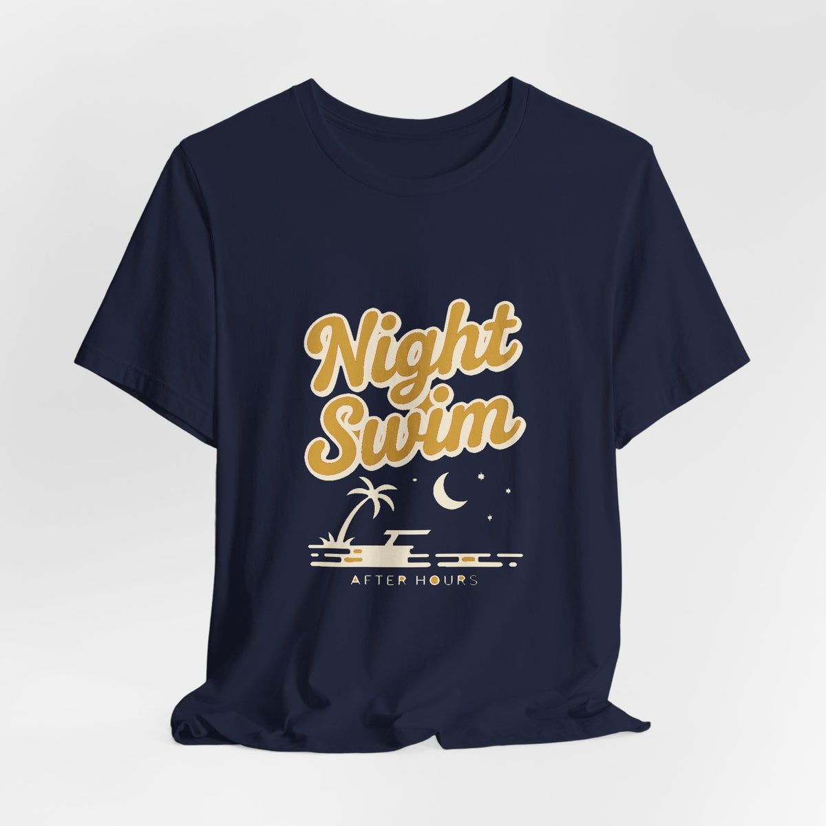 Night Swim — Premium Retro Pool Night Graphic Tee color-specific T-shirt mockup