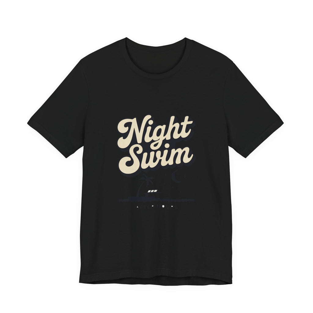 Night Swim — Premium Retro Pool Night Graphic Tee color-specific T-shirt mockup
