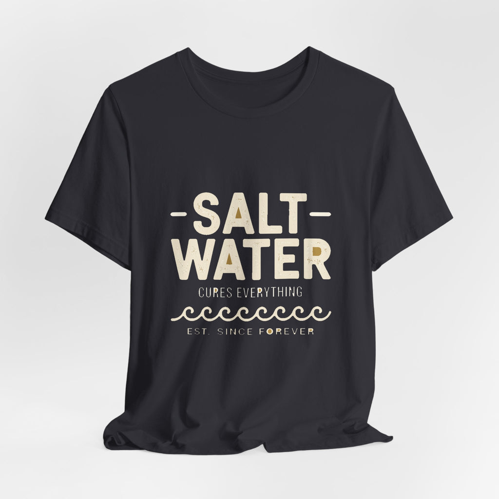 Salt Water Cure — Premium Coastal Quote Graphic Tee color-specific T-shirt mockup