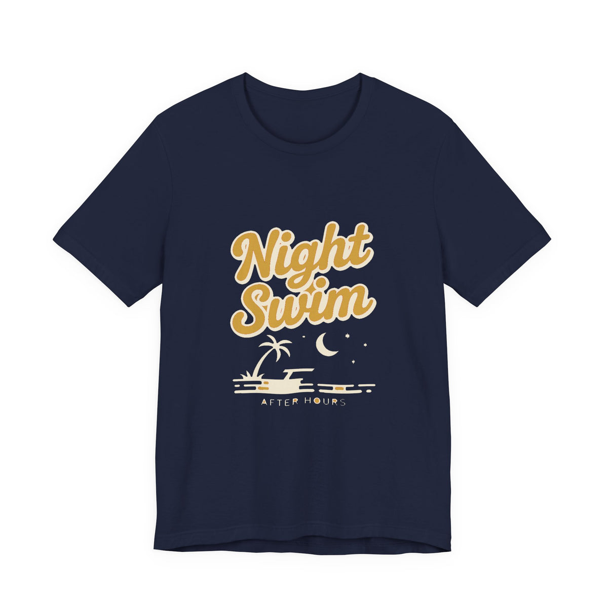 Night Swim — Premium Retro Pool Night Graphic Tee color-specific T-shirt mockup