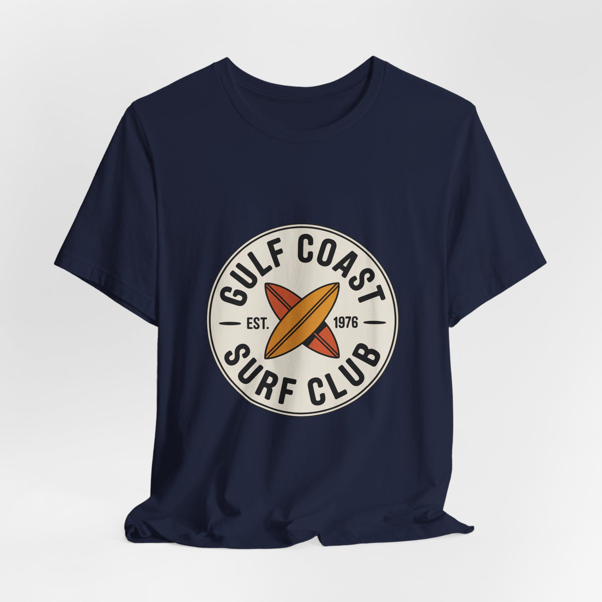 Gulf Coast Surf Club — Premium Vintage Graphic Tee color-specific T-shirt mockup