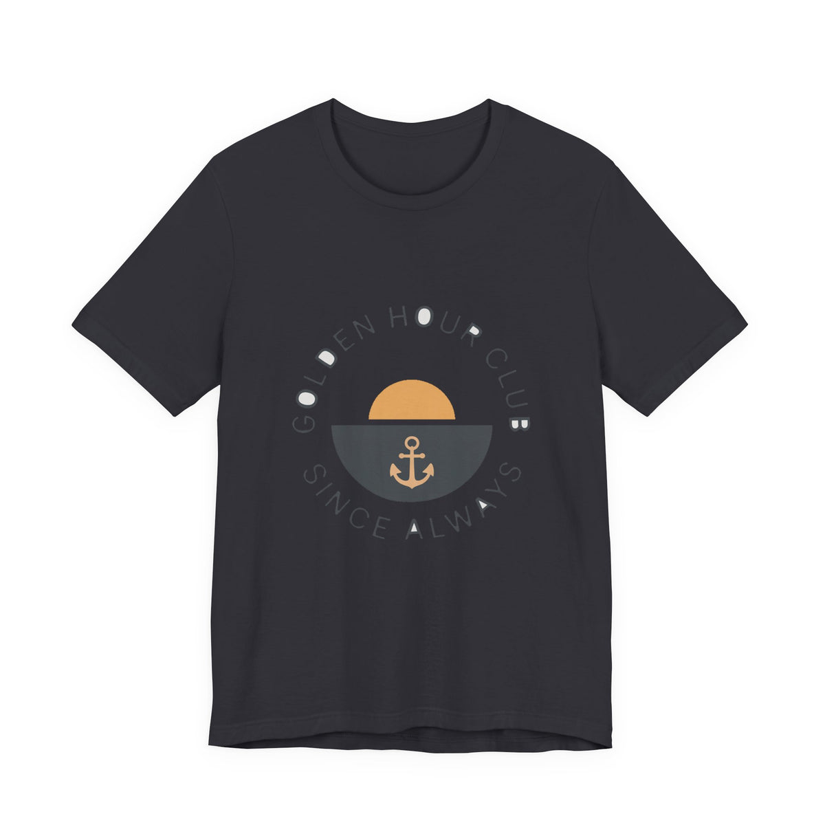 Golden Hour Club — Premium Coastal Badge Tee color-specific T-shirt mockup