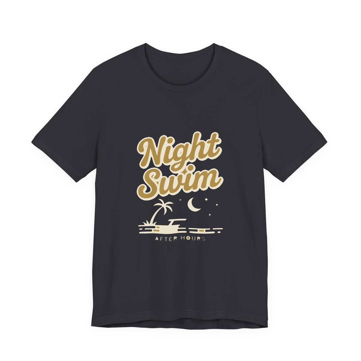 Night Swim — Premium Retro Pool Night Graphic Tee color-specific T-shirt mockup